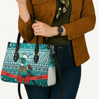 New Zealand Tui Bird Christmas Leather Bag Maori Inspired Knitted Patterns