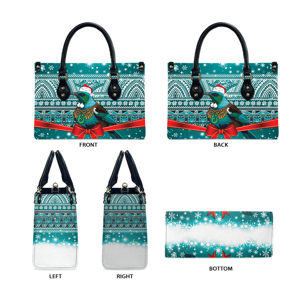 New Zealand Tui Bird Christmas Leather Bag Maori Inspired Knitted Patterns
