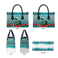 New Zealand Tui Bird Christmas Leather Bag Maori Inspired Knitted Patterns