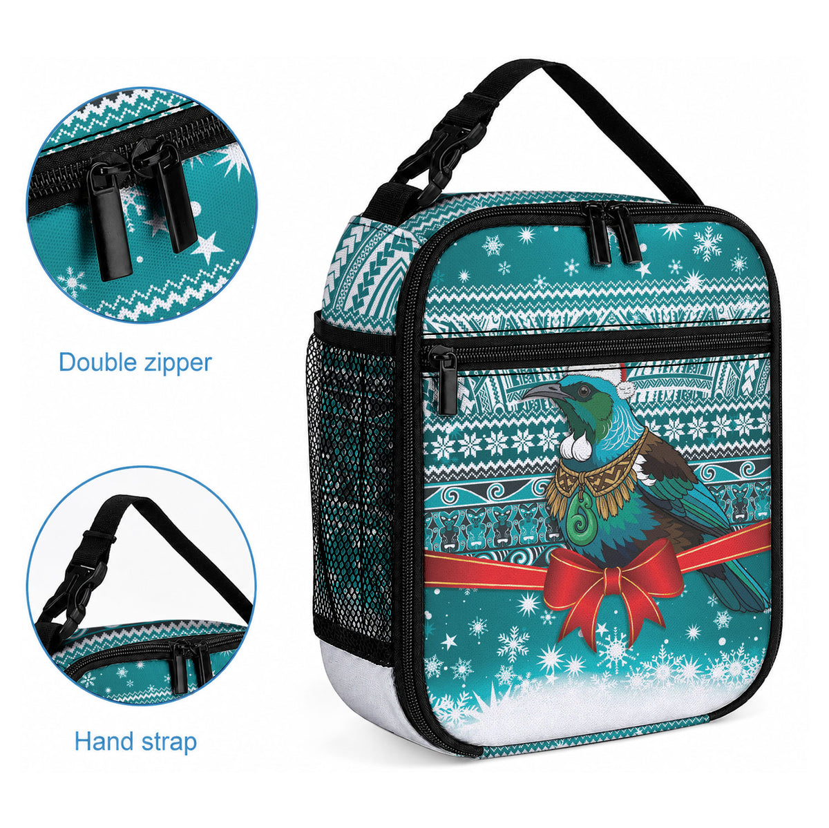 New Zealand Tui Bird Christmas Lunch Bag Maori Inspired Knitted Patterns LT9 - Polynesian Pride
