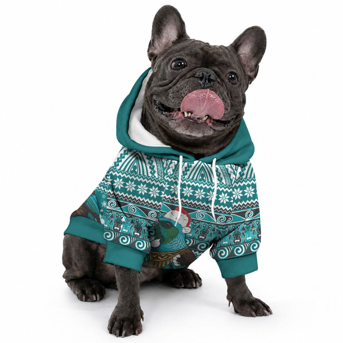 New Zealand Tui Bird Christmas Pet Hoodie Maori Inspired Knitted Patterns LT9 - Polynesian Pride