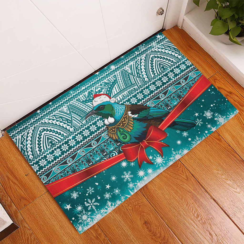 New Zealand Tui Bird Christmas Rubber Doormat Maori Inspired Knitted Patterns LT9 - Polynesian Pride