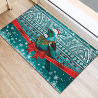 New Zealand Tui Bird Christmas Rubber Doormat Maori Inspired Knitted Patterns LT9 - Polynesian Pride