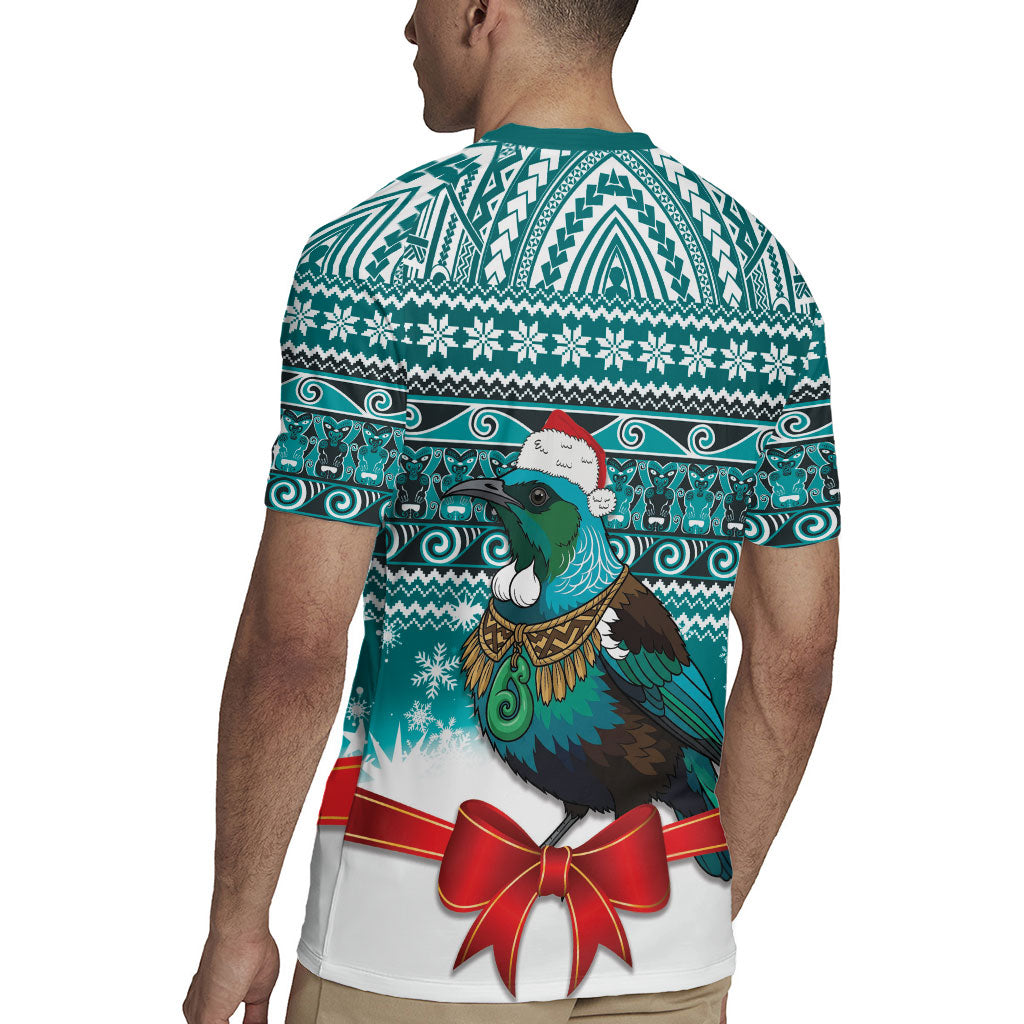 New Zealand Tui Bird Christmas Rugby Jersey Maori Inspired Knitted Patterns LT9 - Polynesian Pride