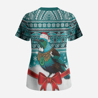 New Zealand Tui Bird Christmas Scrub Top Maori Inspired Knitted Patterns LT9 - Polynesian Pride