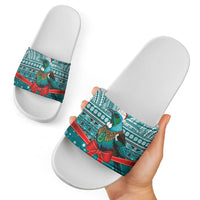 New Zealand Tui Bird Christmas Slide Sandals Maori Inspired Knitted Patterns LT9 - Polynesian Pride