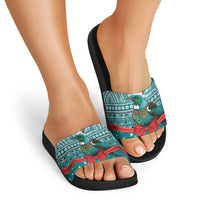 New Zealand Tui Bird Christmas Slide Sandals Maori Inspired Knitted Patterns LT9 - Polynesian Pride
