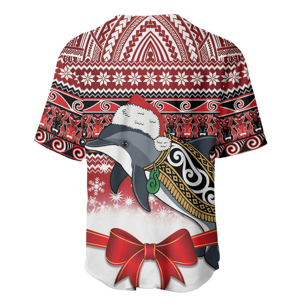 New Zealand Dolphin Terehu Christmas Baseball Jersey Maori Inspired Knitted Patterns LT9 - Polynesian Pride