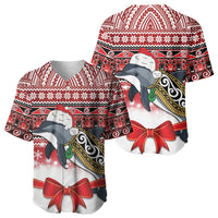 New Zealand Dolphin Terehu Christmas Baseball Jersey Maori Inspired Knitted Patterns LT9 - Polynesian Pride