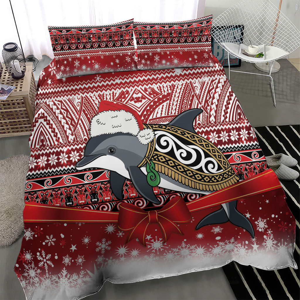New Zealand Dolphin Terehu Christmas Bedding Set Maori Inspired Knitted Patterns LT9 - Polynesian Pride