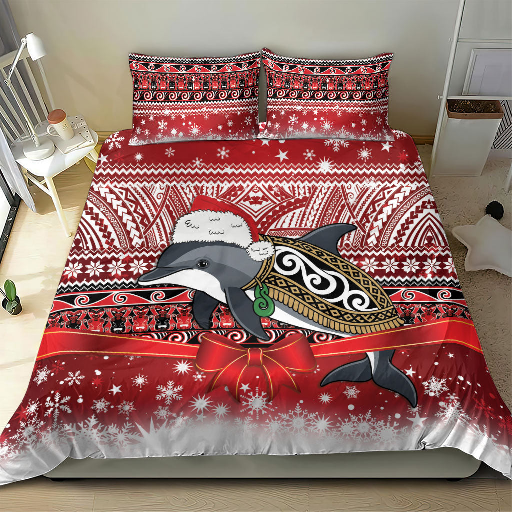 New Zealand Dolphin Terehu Christmas Bedding Set Maori Inspired Knitted Patterns LT9 - Polynesian Pride