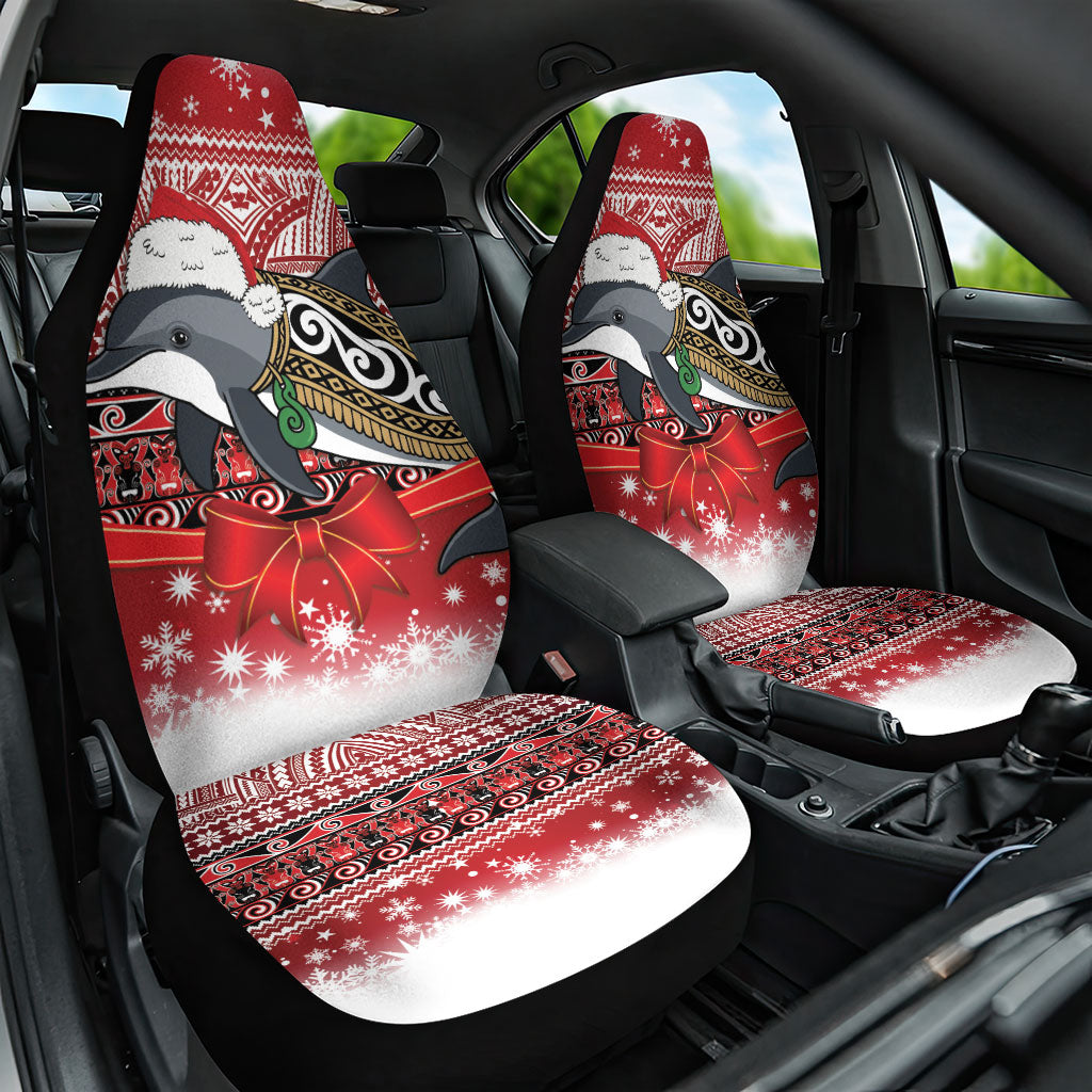 New Zealand Dolphin Terehu Christmas Car Seat Cover Maori Inspired Knitted Patterns LT9 One Size Red - Polynesian Pride