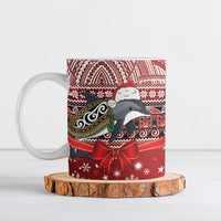 New Zealand Dolphin Terehu Christmas Ceramic Mug Maori Inspired Knitted Patterns