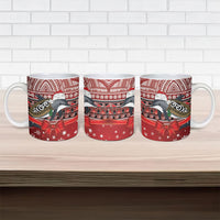 New Zealand Dolphin Terehu Christmas Ceramic Mug Maori Inspired Knitted Patterns