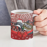 New Zealand Dolphin Terehu Christmas Ceramic Mug Maori Inspired Knitted Patterns