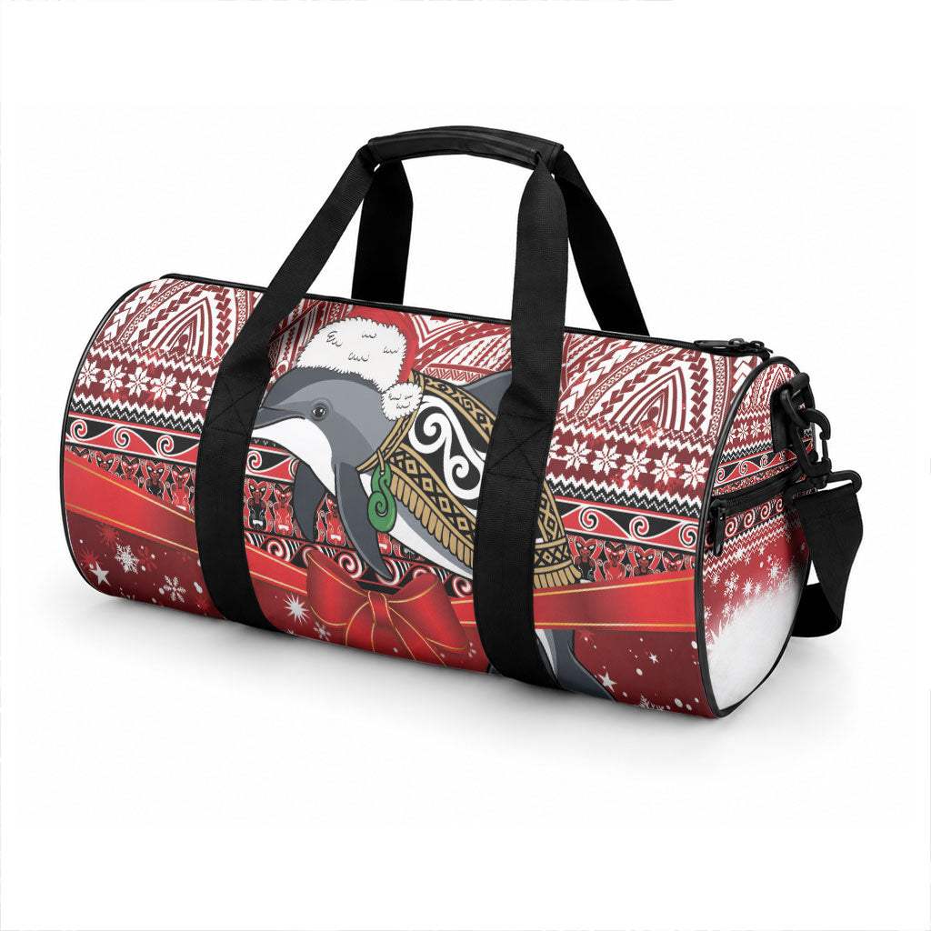 New Zealand Dolphin Terehu Christmas Duffle Bag Maori Inspired Knitted Patterns LT9 - Polynesian Pride