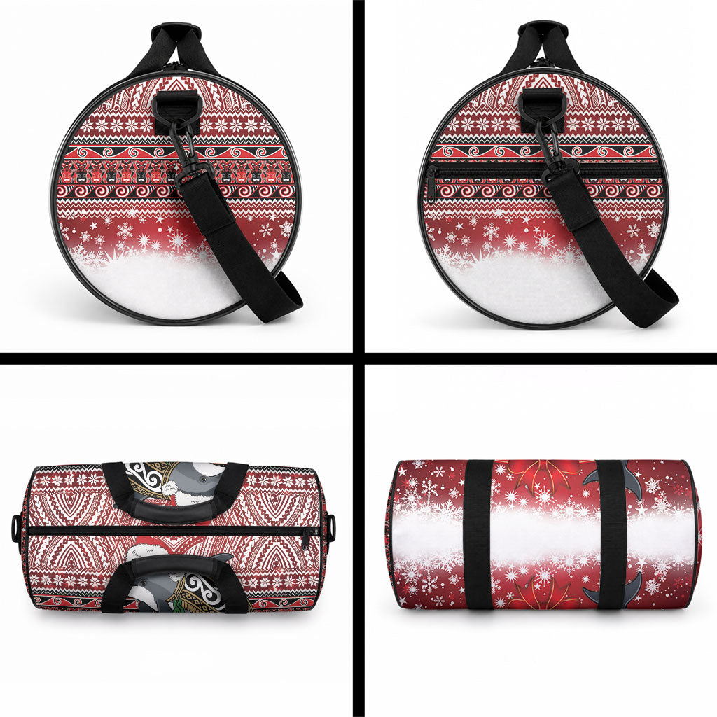 New Zealand Dolphin Terehu Christmas Duffle Bag Maori Inspired Knitted Patterns LT9 - Polynesian Pride