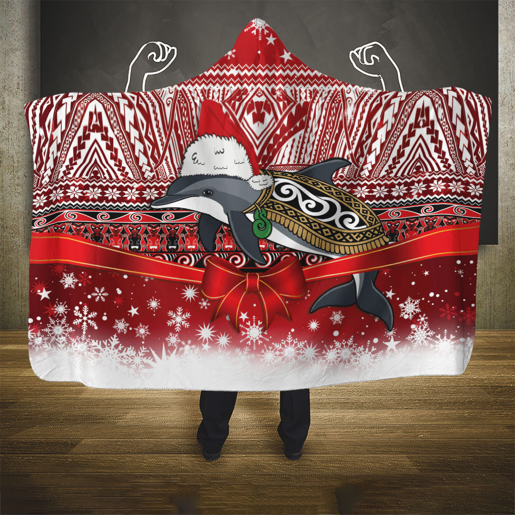 New Zealand Dolphin Terehu Christmas Hooded Blanket Maori Inspired Knitted Patterns LT9 - Polynesian Pride