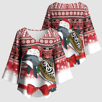 New Zealand Dolphin Terehu Christmas Kimono Sleeve Blouse Maori Inspired Knitted Patterns LT9 - Polynesian Pride
