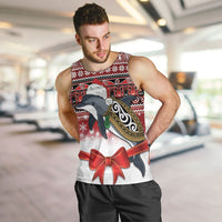 New Zealand Dolphin Terehu Christmas Men Tank Top Maori Inspired Knitted Patterns LT9 Red - Polynesian Pride