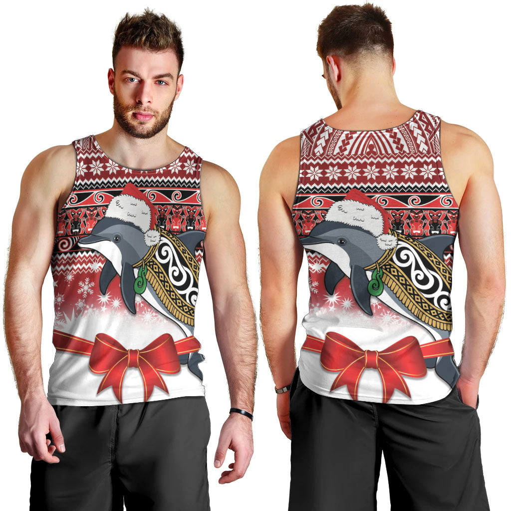 New Zealand Dolphin Terehu Christmas Men Tank Top Maori Inspired Knitted Patterns LT9 - Polynesian Pride