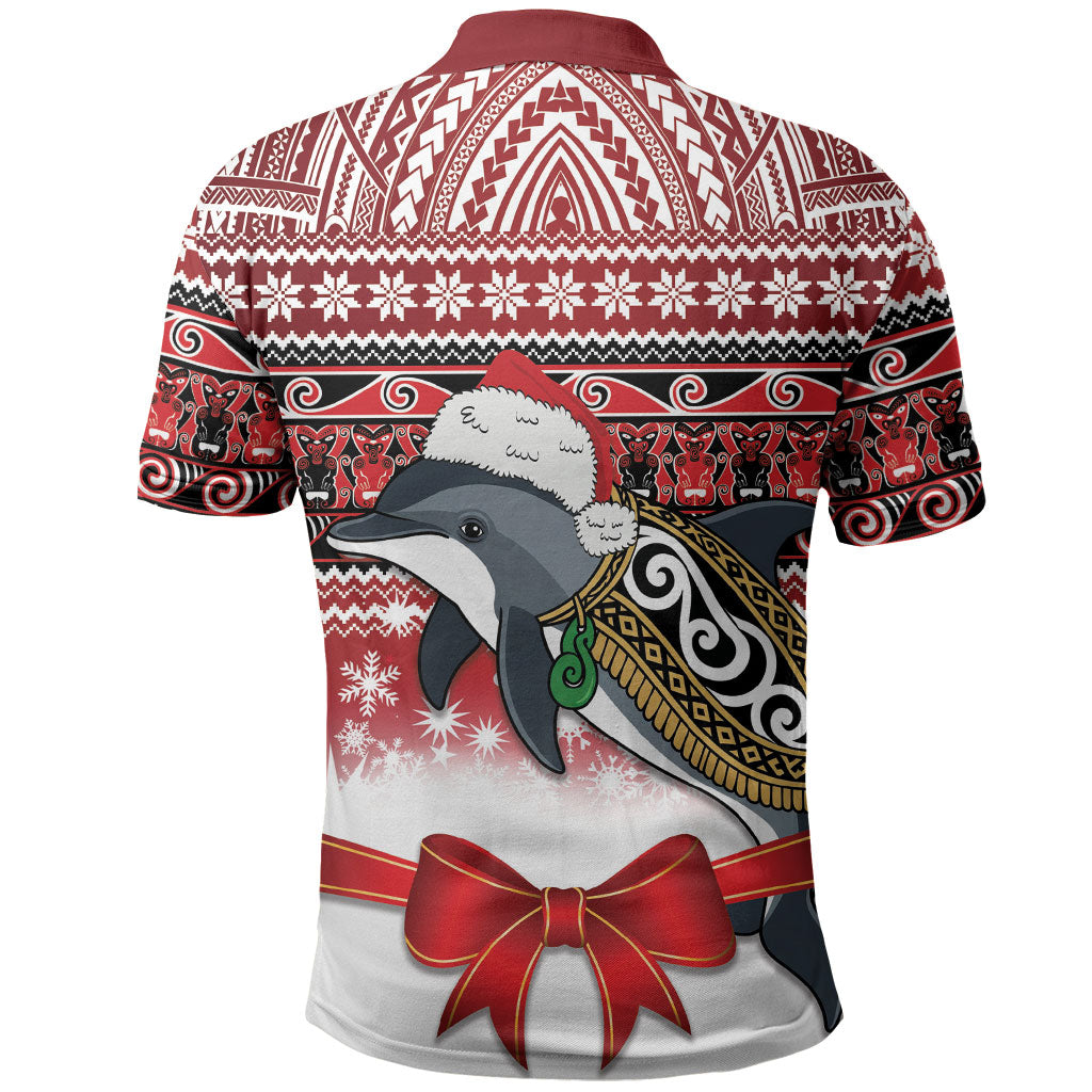 New Zealand Dolphin Terehu Christmas Polo Shirt Maori Inspired Knitted Patterns LT9 - Polynesian Pride