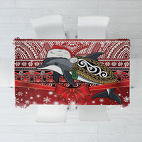 New Zealand Dolphin Terehu Christmas Tablecloth Maori Inspired Knitted Patterns LT9 Red - Polynesian Pride