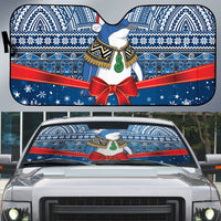 New Zealand Fairy Penguin Korora Christmas Auto Sun Shade Maori Inspired Knitted Patterns LT9 Blue - Polynesian Pride