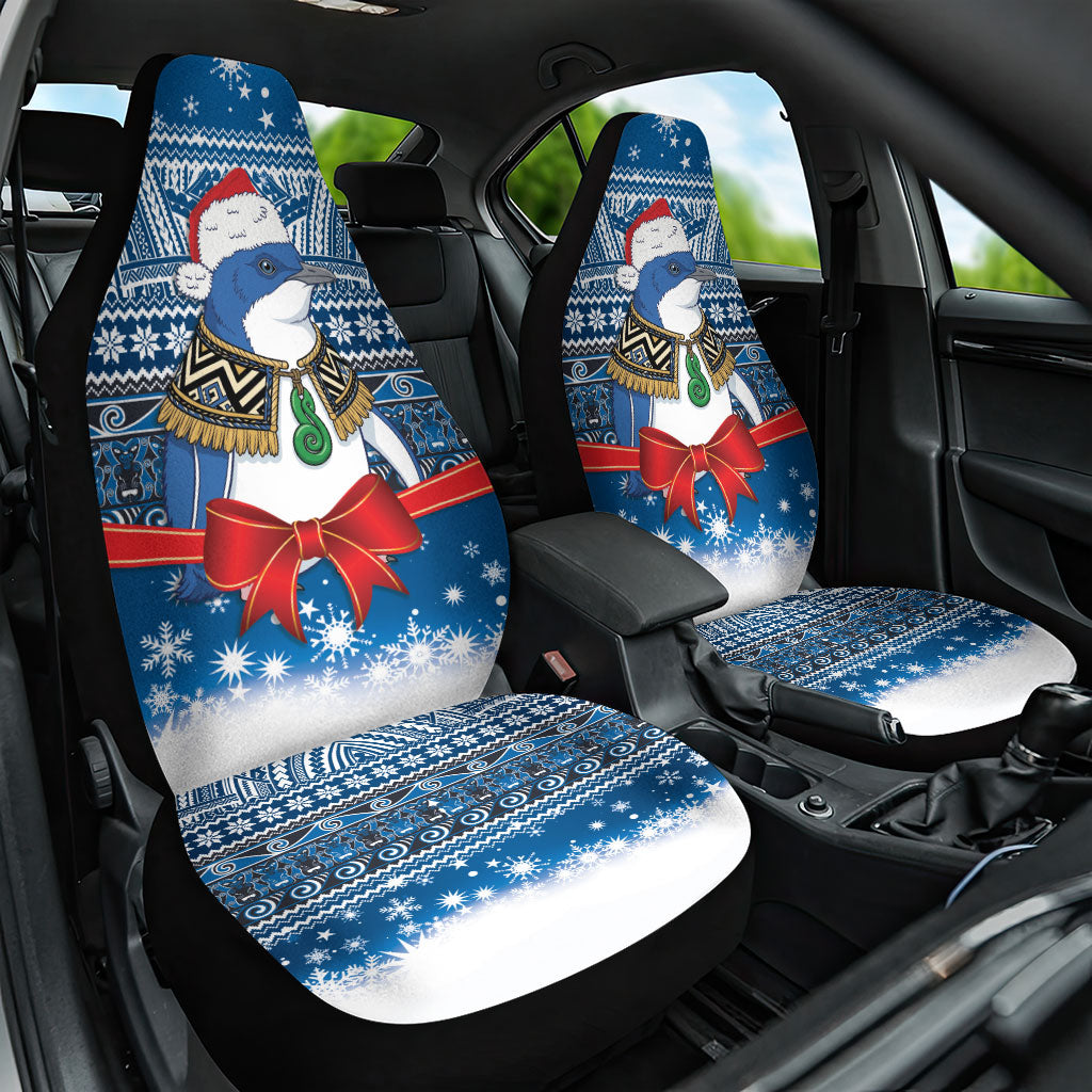 New Zealand Fairy Penguin Korora Christmas Car Seat Cover Maori Inspired Knitted Patterns LT9 One Size Blue - Polynesian Pride