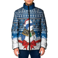 New Zealand Fairy Penguin Korora Christmas Padded Jacket Maori Inspired Knitted Patterns LT9 Men Blue - Polynesian Pride