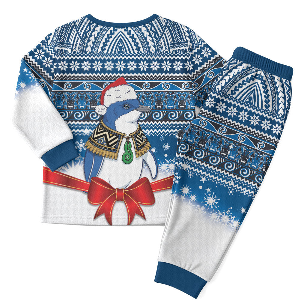 New Zealand Fairy Penguin Korora Christmas Pajama Set Maori Inspired Knitted Patterns LT9 - Polynesian Pride