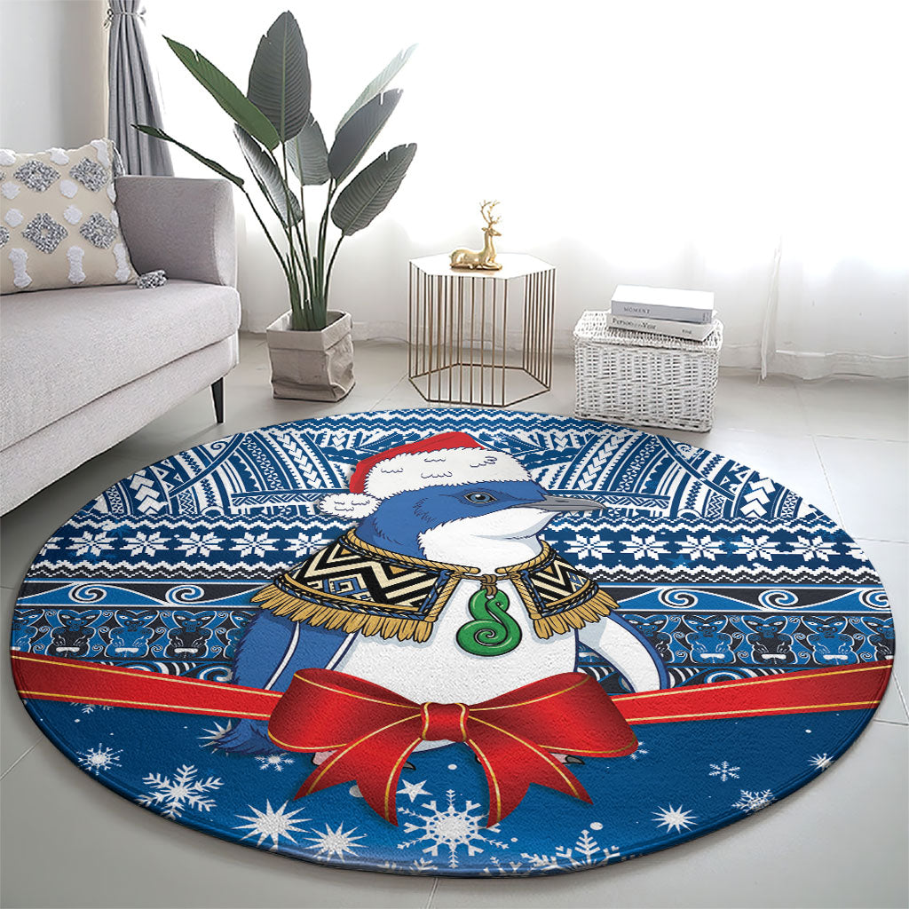 New Zealand Fairy Penguin Korora Christmas Round Carpet Maori Inspired Knitted Patterns LT9 - Polynesian Pride