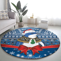 New Zealand Fairy Penguin Korora Christmas Round Carpet Maori Inspired Knitted Patterns LT9 - Polynesian Pride
