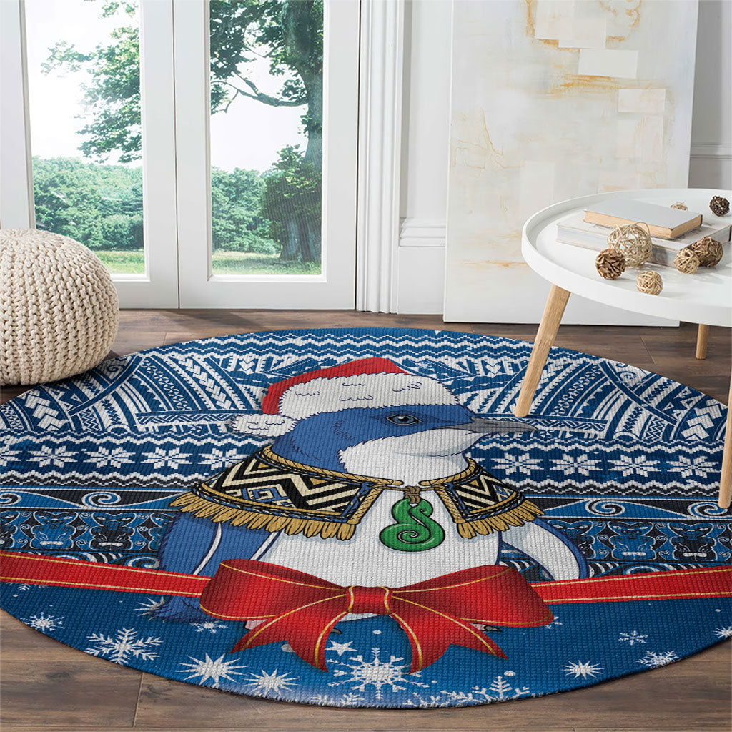 New Zealand Fairy Penguin Korora Christmas Round Carpet Maori Inspired Knitted Patterns LT9 - Polynesian Pride