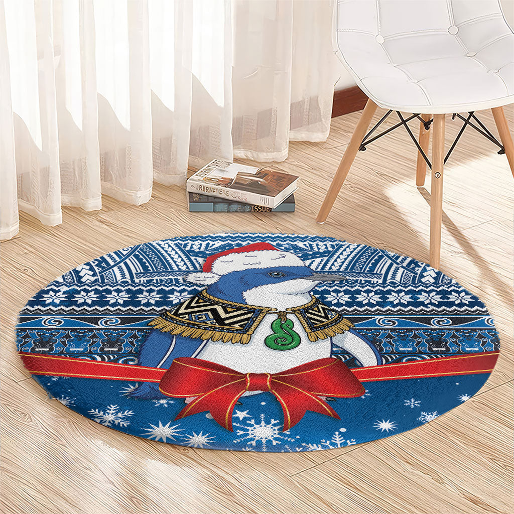New Zealand Fairy Penguin Korora Christmas Round Carpet Maori Inspired Knitted Patterns LT9 - Polynesian Pride