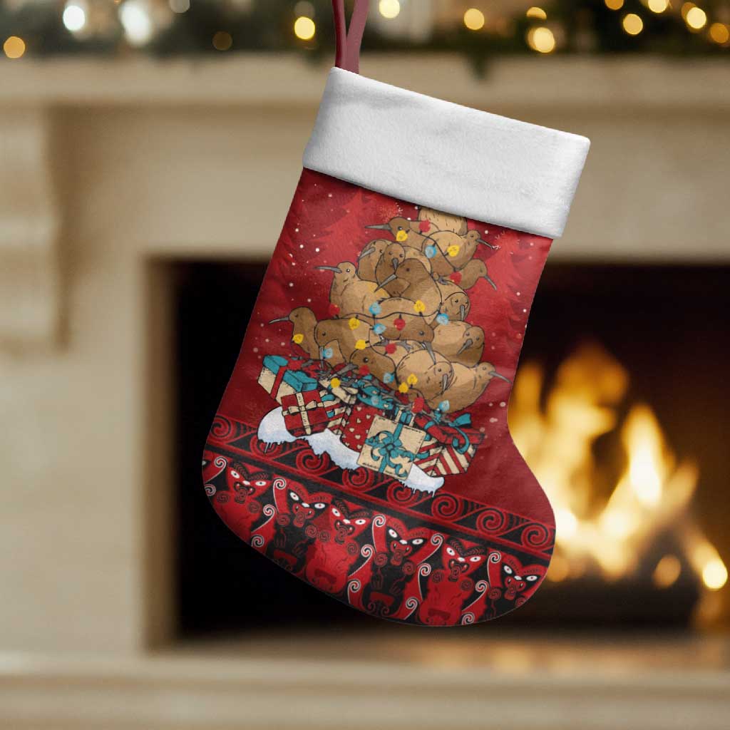 Funny Kiwi Bird Xmas Tree Christmas Stocking New Zealand Tribal Christmas Spirit LT9 Set of 2 Red - Polynesian Pride