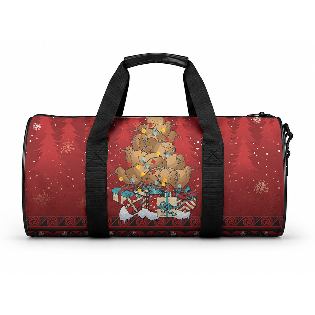 Funny Kiwi Bird Xmas Tree Duffle Bag New Zealand Tribal Christmas Spirit LT9 One size Red - Polynesian Pride