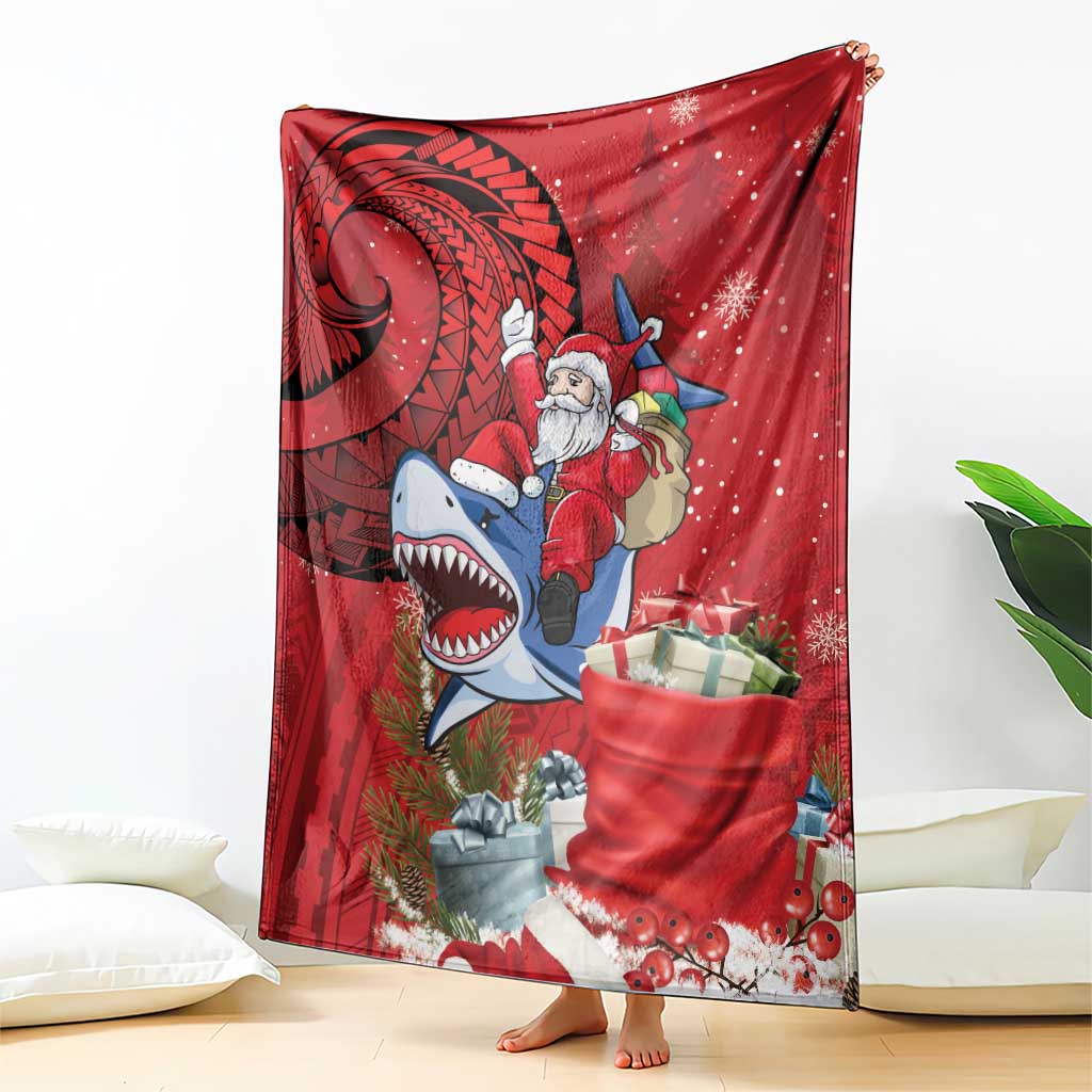 Funny Santa Riding Shark Blanket Polynesian Tribal Christmas Spirit LT9 - Polynesian Pride