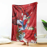 Funny Santa Riding Shark Blanket Polynesian Tribal Christmas Spirit LT9 - Polynesian Pride