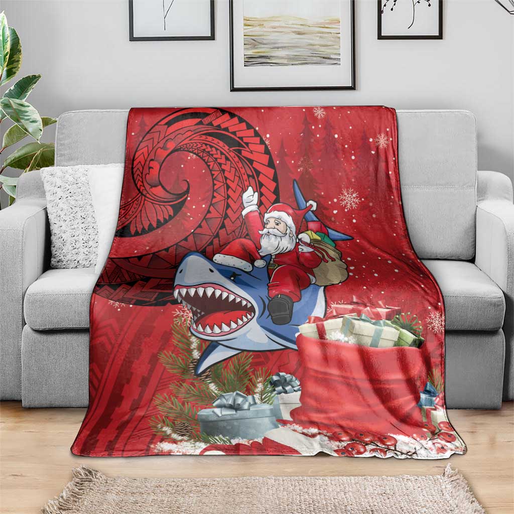 Funny Santa Riding Shark Blanket Polynesian Tribal Christmas Spirit LT9 - Polynesian Pride