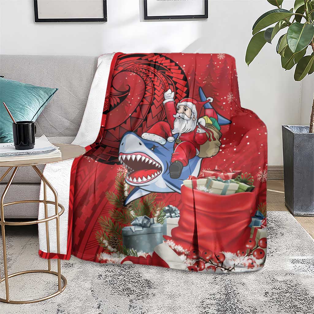 Funny Santa Riding Shark Blanket Polynesian Tribal Christmas Spirit LT9 - Polynesian Pride