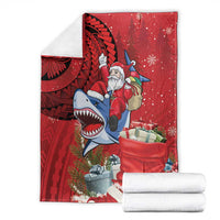 Funny Santa Riding Shark Blanket Polynesian Tribal Christmas Spirit LT9 - Polynesian Pride