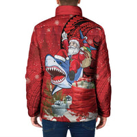 Funny Santa Riding Shark Padded Jacket Polynesian Tribal Christmas Spirit LT9 - Polynesian Pride
