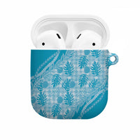 Hawaii Breadfruit Palaka AirPods Case Polu Maile Lei LT9 Blue - Polynesian Pride