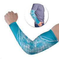 Hawaii Breadfruit Palaka Arm Sleeves Polu Maile Lei LT9 Set of 2 Blue - Polynesian Pride