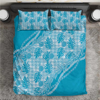Hawaii Breadfruit Palaka Bedding Set Polu Maile Lei LT9 Blue - Polynesian Pride