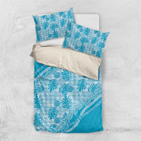 Hawaii Breadfruit Palaka Bedding Set Polu Maile Lei LT9 US Twin 172cm x 218cm Blue - Polynesian Pride