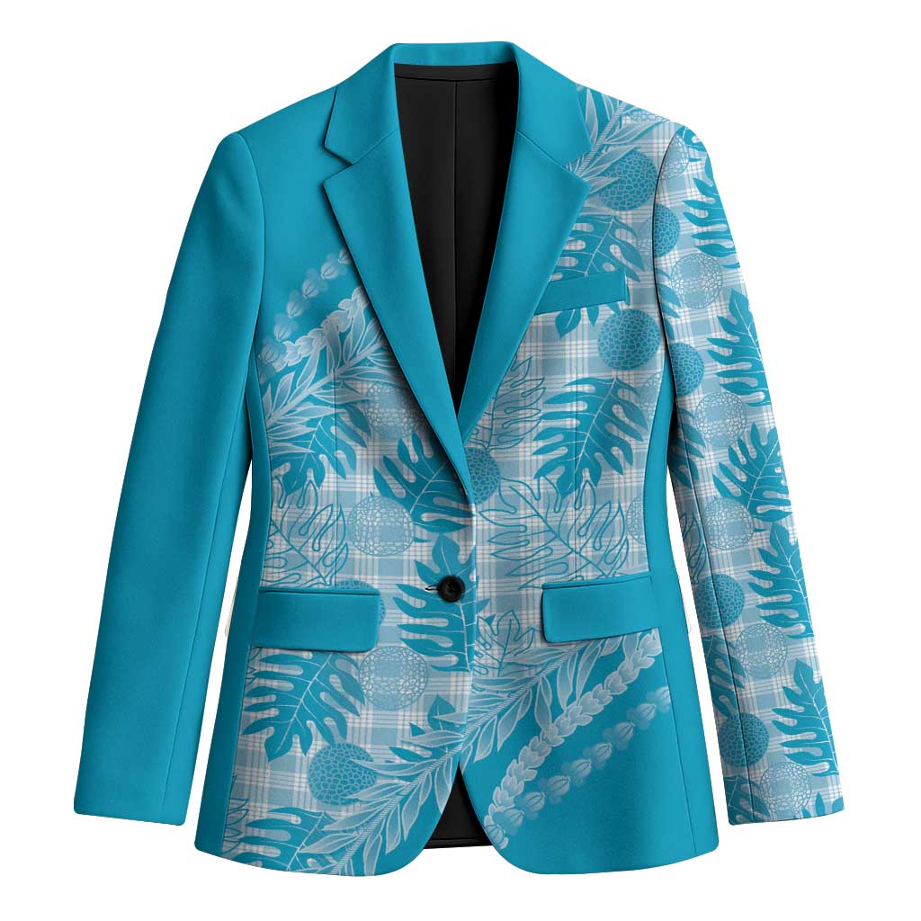 Hawaii Breadfruit Palaka Blazer Polu Maile Lei LT9 Unisex Blue - Polynesian Pride