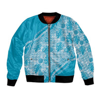 Hawaii Breadfruit Palaka Bomber Jacket Polu Maile Lei LT9 Unisex Blue - Polynesian Pride