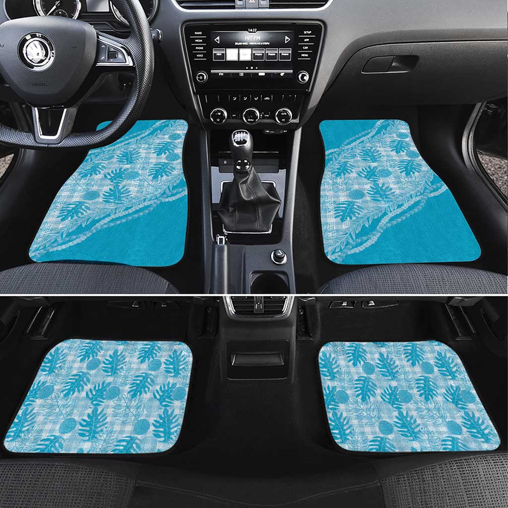 Hawaii Breadfruit Palaka Car Mats Polu Maile Lei LT9 Set 4pcs Blue - Polynesian Pride